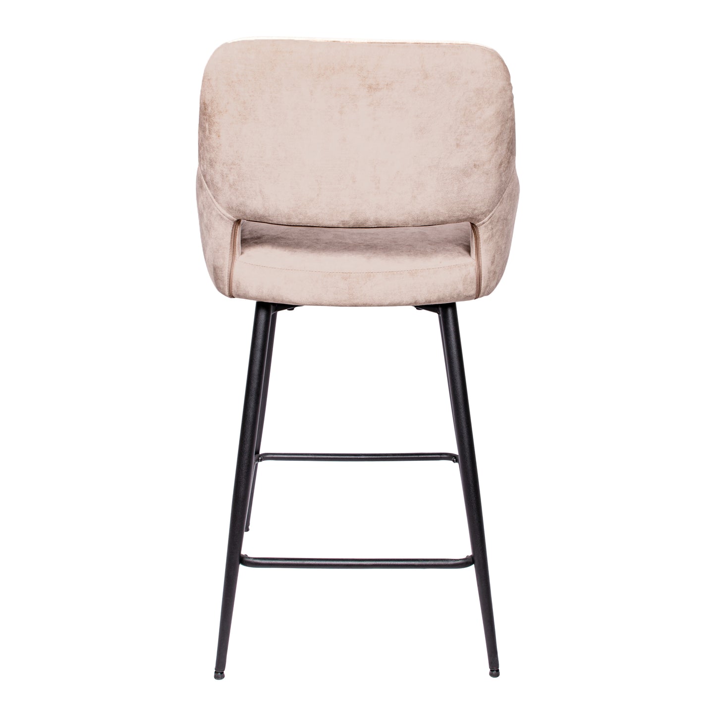 Fal LOW Velvet Khaki Bar Stool Black Metal Leg KD (set of 2)