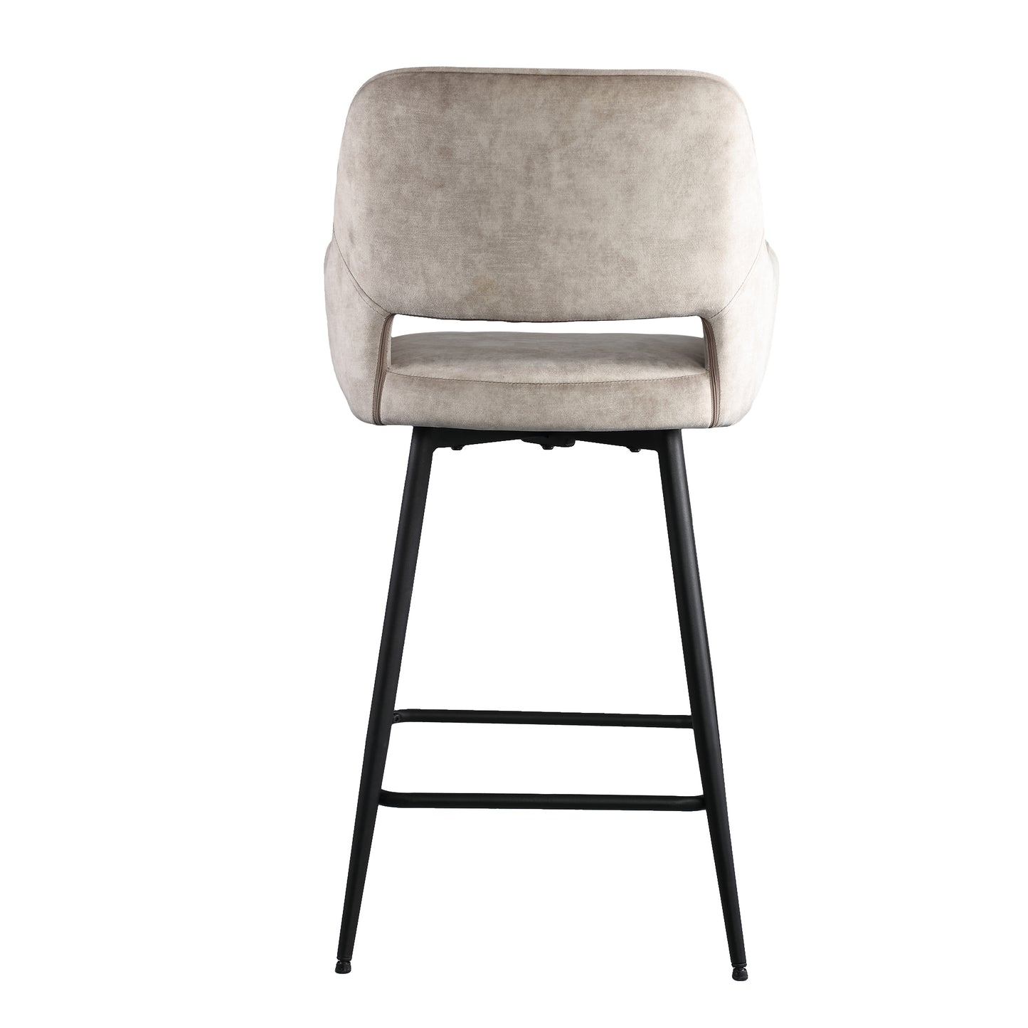 Fal LOW Velvet Khaki Bar Stool Black Metal Leg KD (set of 2)