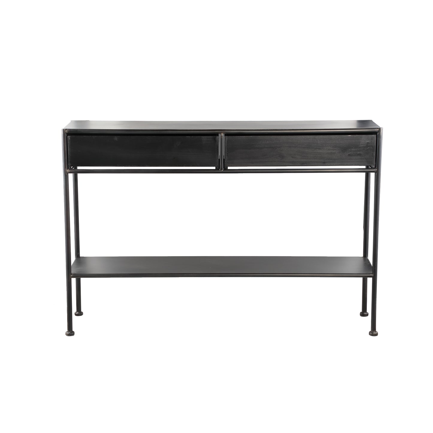 Ray Black Wooden Sidetable Metal Frame 2 Drawer