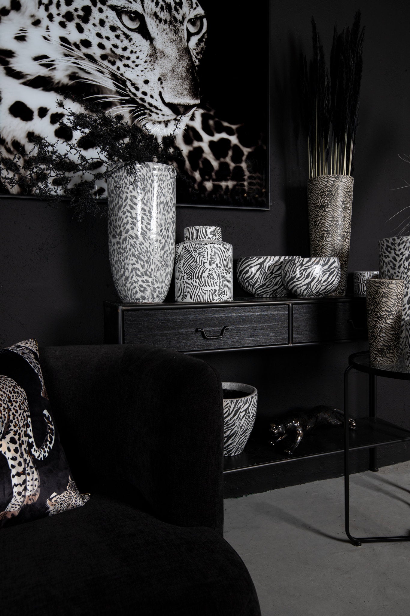 Ray Black Wooden Sidetable Metal Frame 2 Drawer