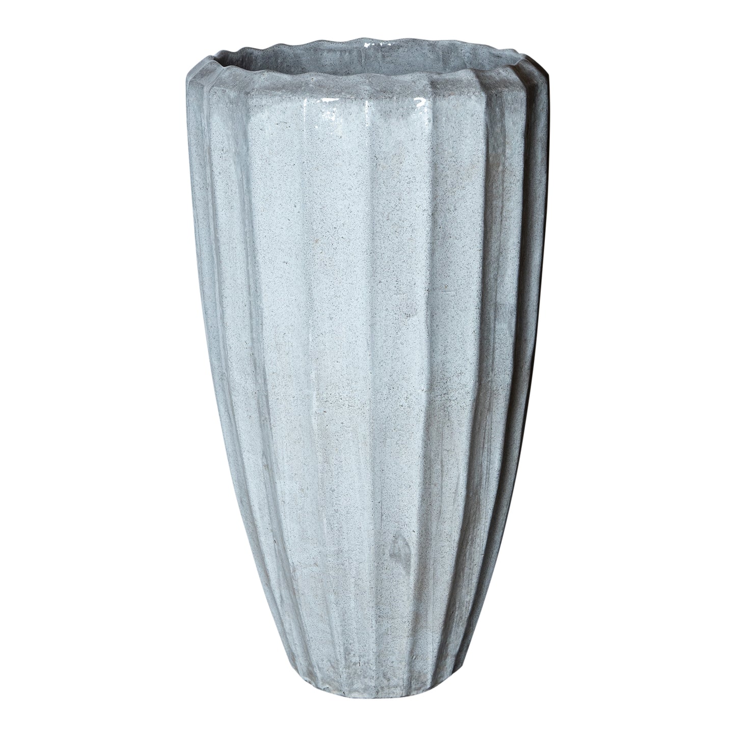Olver White Ceramic Pot Ribbed Structure Round L