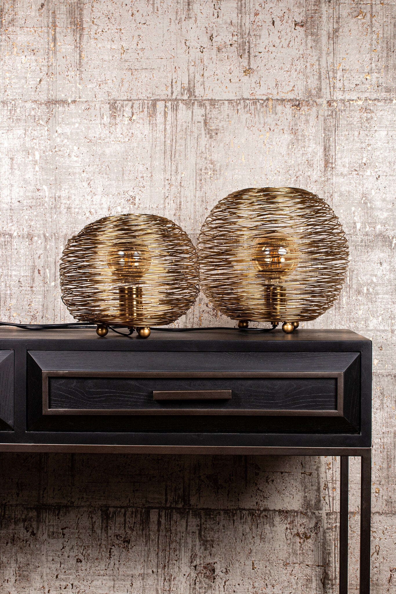 Andres Gold Iron Table Lamp Round Wired Design S