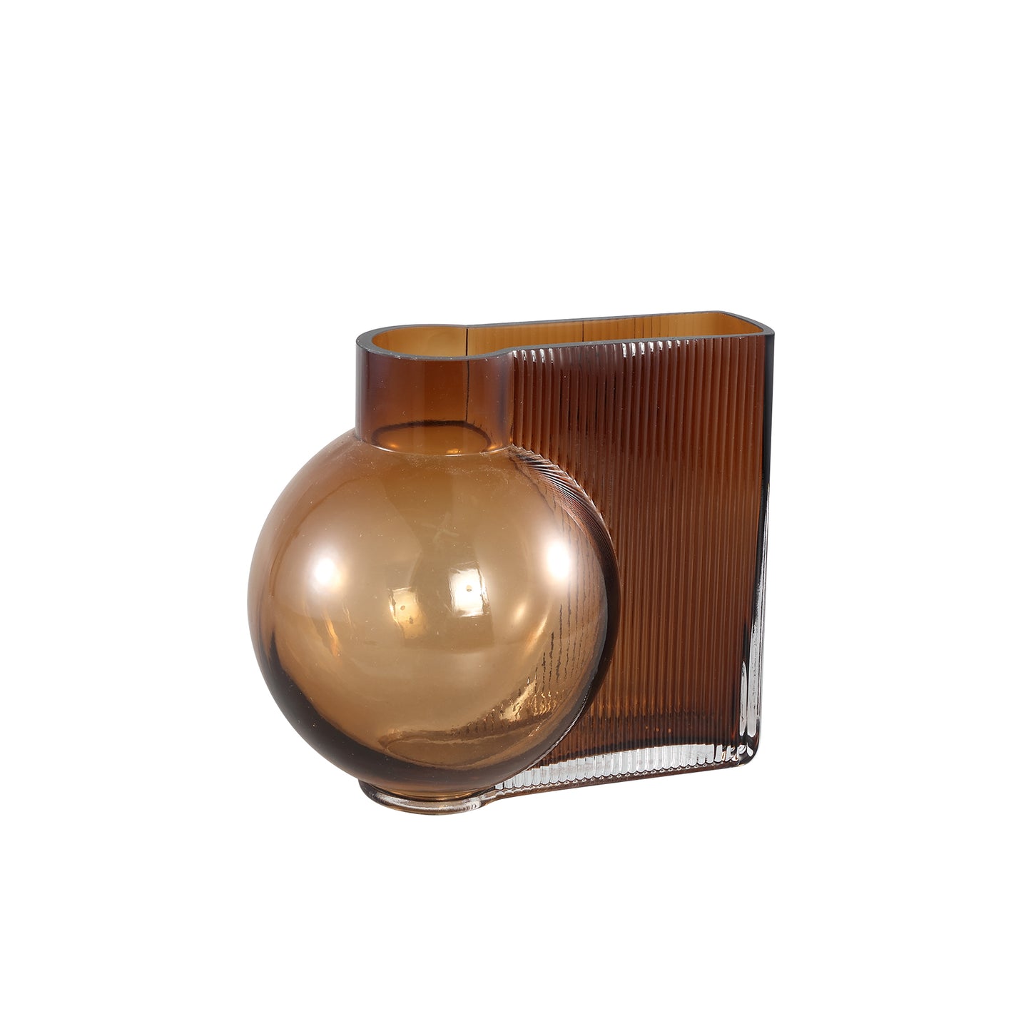 Nira Brown Glass Vase Double Solid Shaped Design S