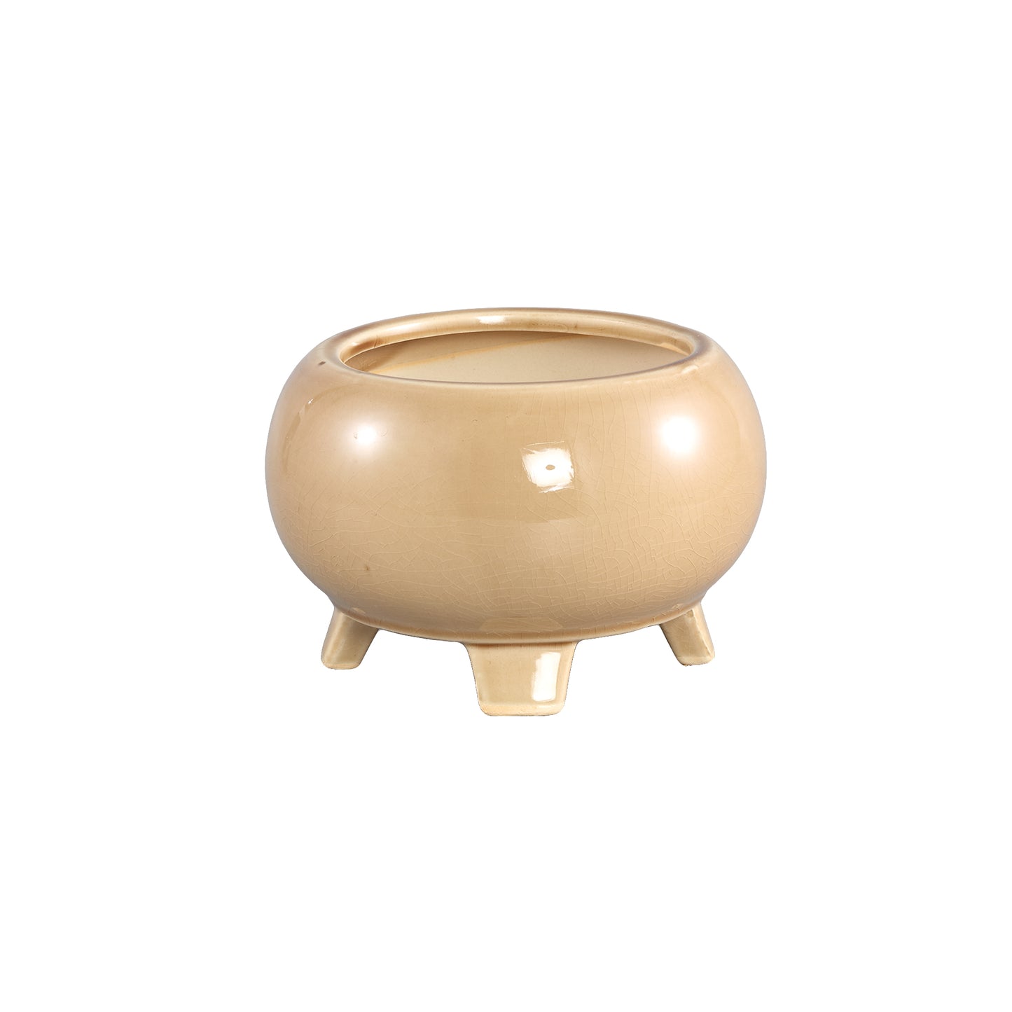 Moxxi Cream Ceramic Pot Bowl On Three Feet Round L