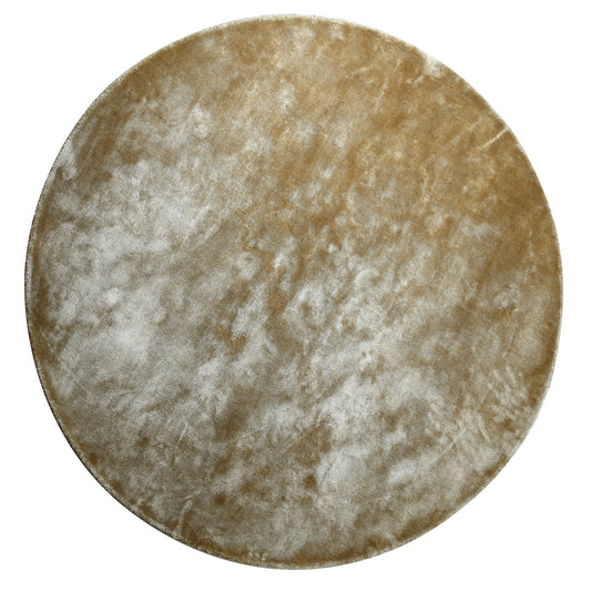 Flavia Brown Viscose Handwoven Carpet Round L