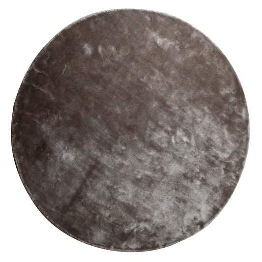 Flavia Grey Viscose Handwoven Carpet Round L