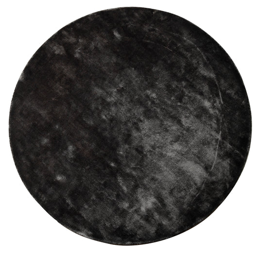 Flavia Black Viscose Handwoven Carpet Round S