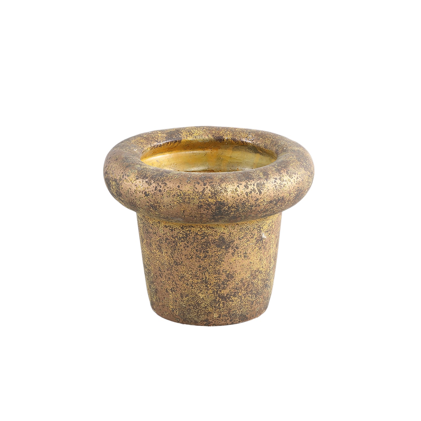 Relandi Gold Cement Pot Cone Thick Border Round S