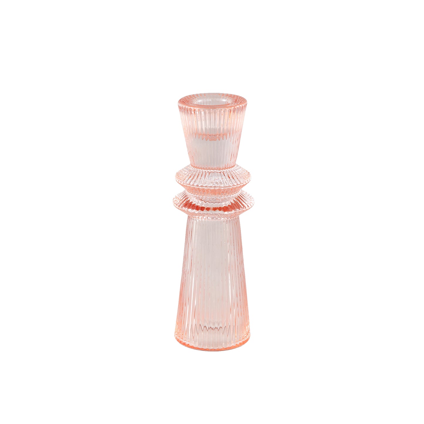 Linty Pink Glass Candleholder Cone Shape