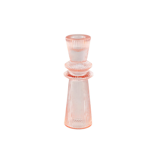 Linty Pink Glass Candleholder Cone Shape