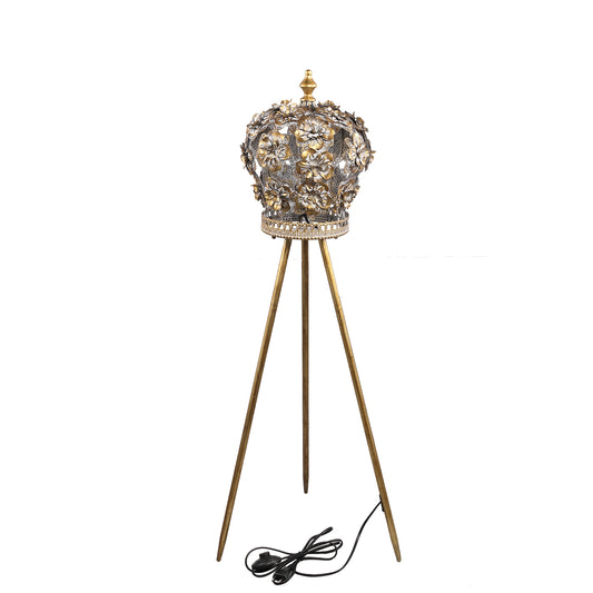 Loraz Gold Iron Floor Lamp Flower Shade Round