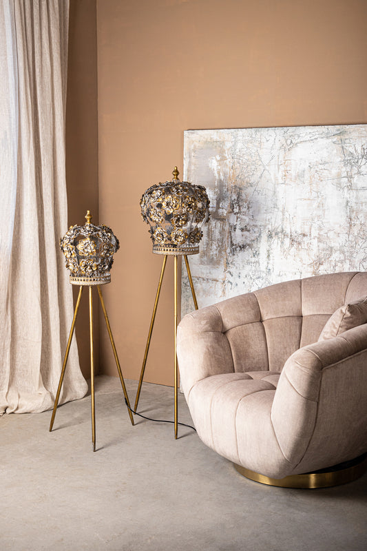 Loraz Gold Iron Floor Lamp Flower Shade Round