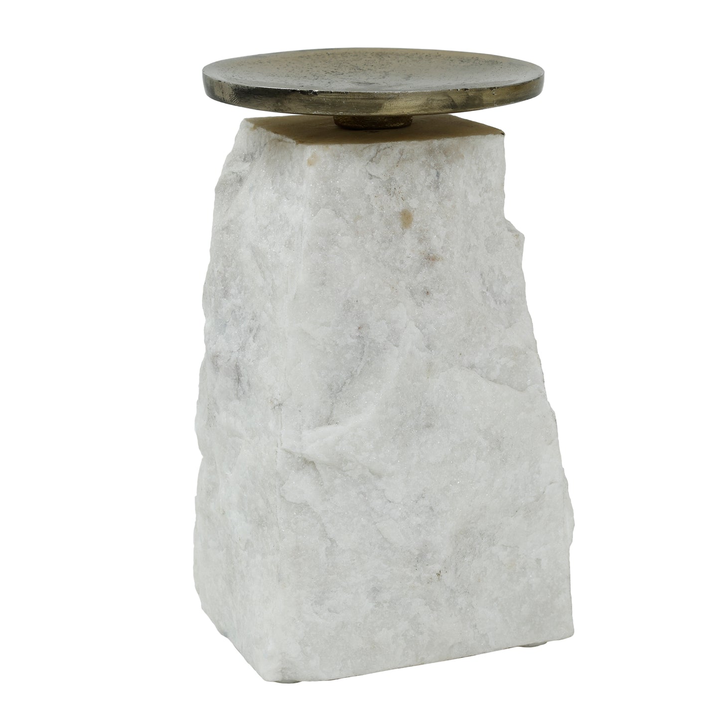 Nimo White Marble Candleholder Antique Gold Top L