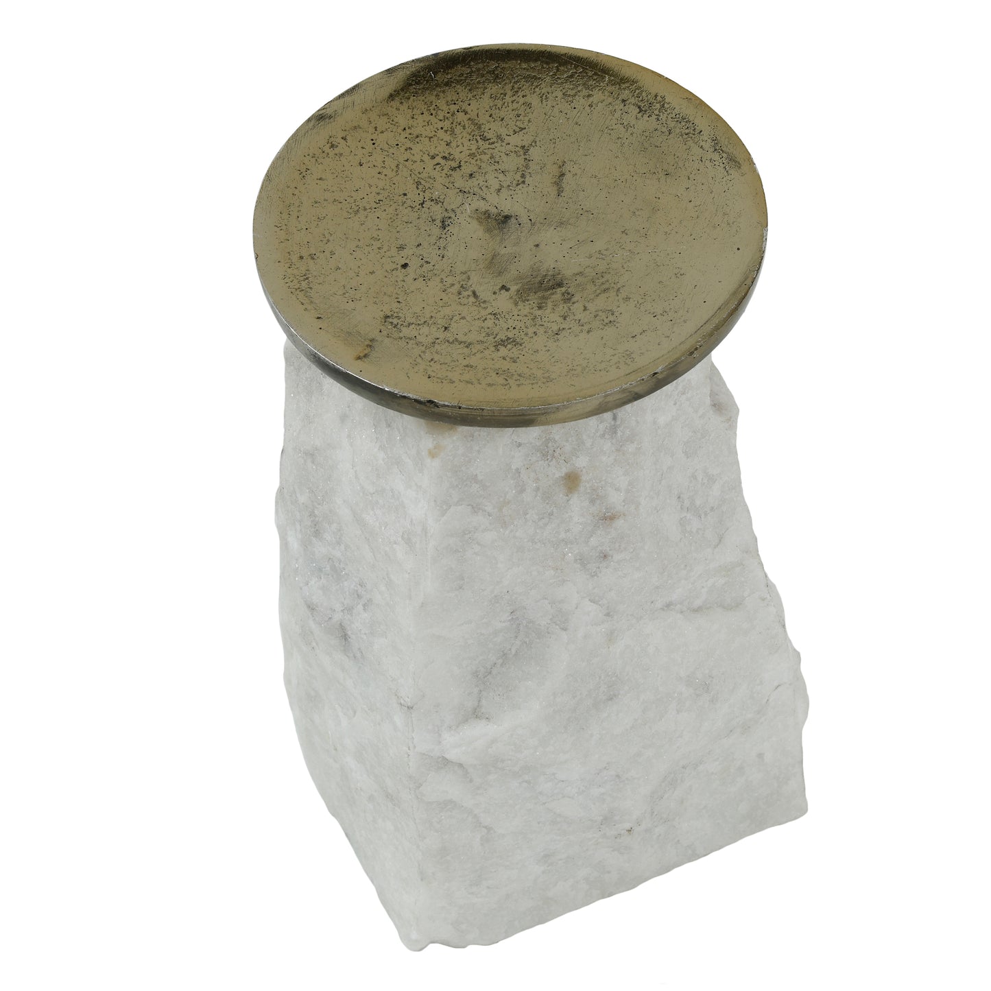 Nimo White Marble Candleholder Antique Gold Top L