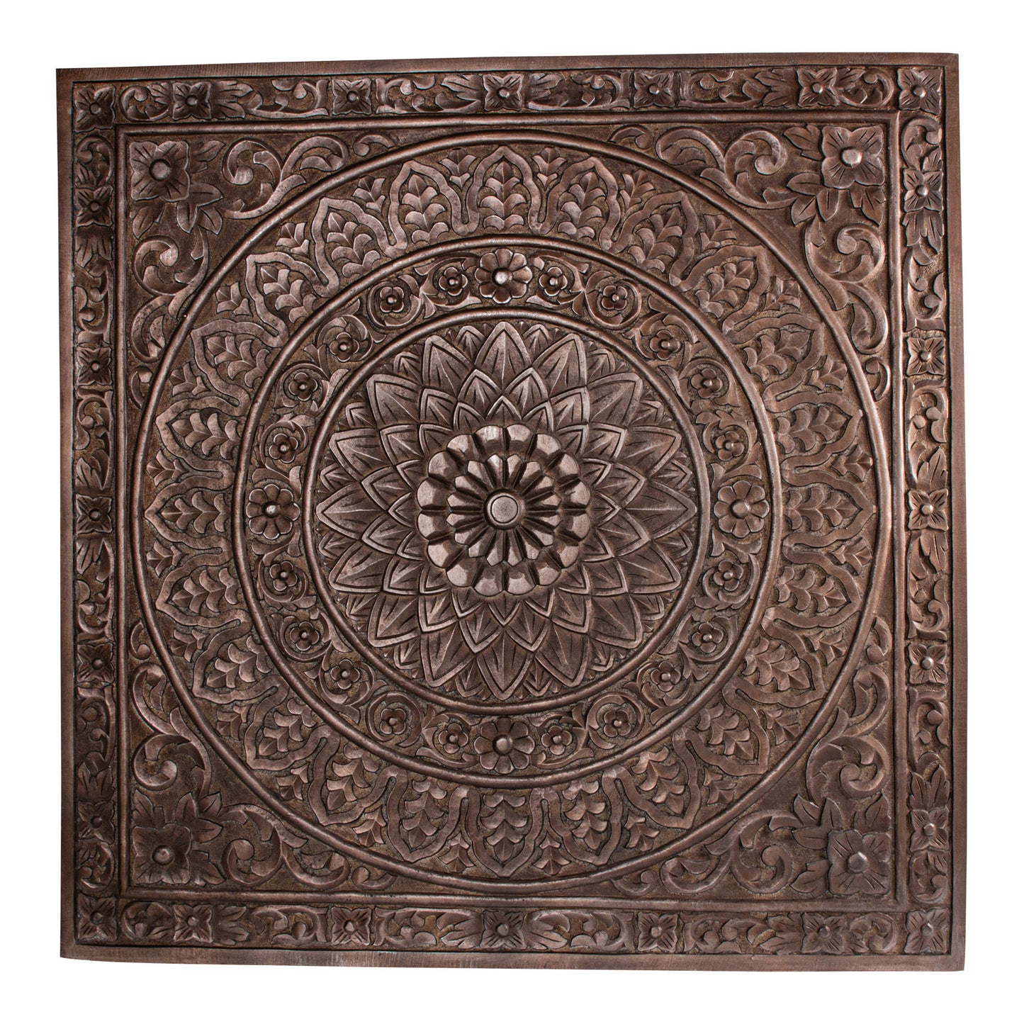 Restin Brown MDF Antique Carved Wall Panel Rect