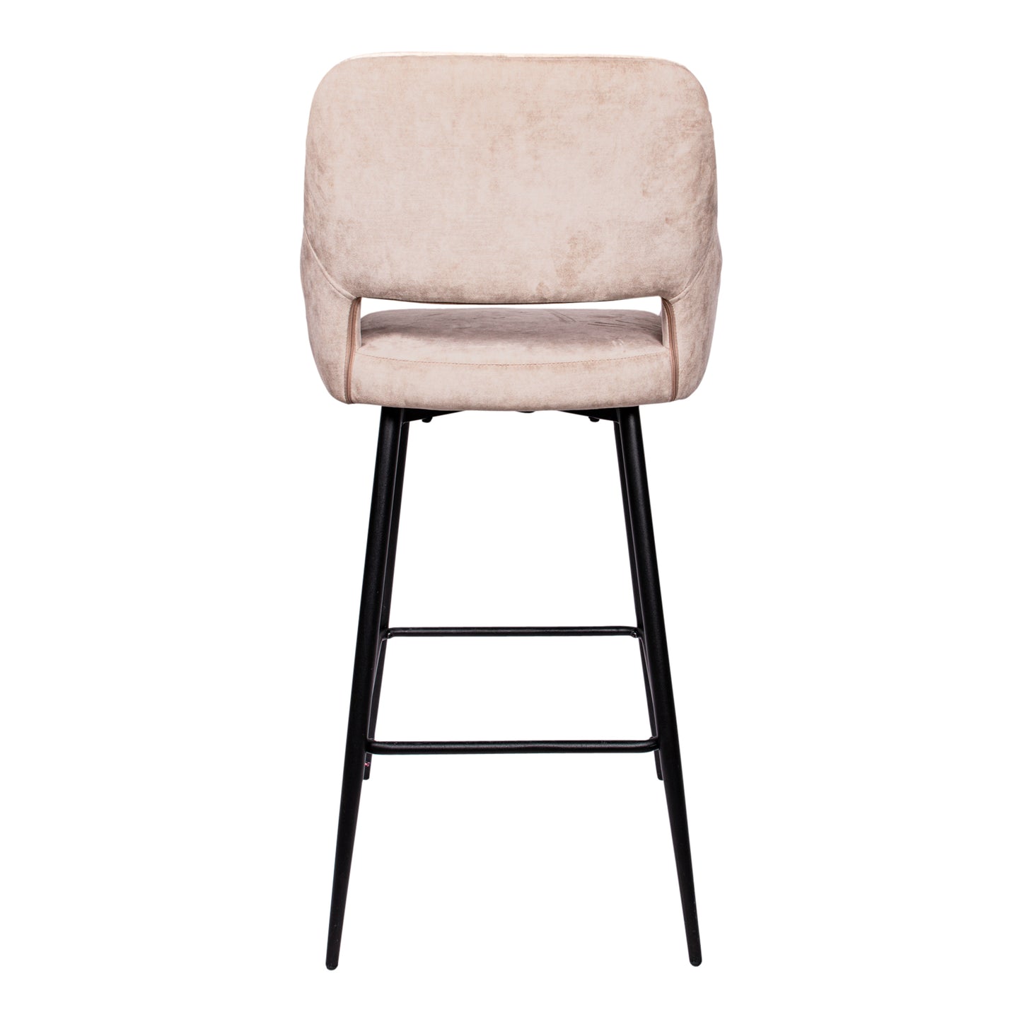 Fallon Velvet Khaki Bar Stool Black Metal Leg KD (set of 2)