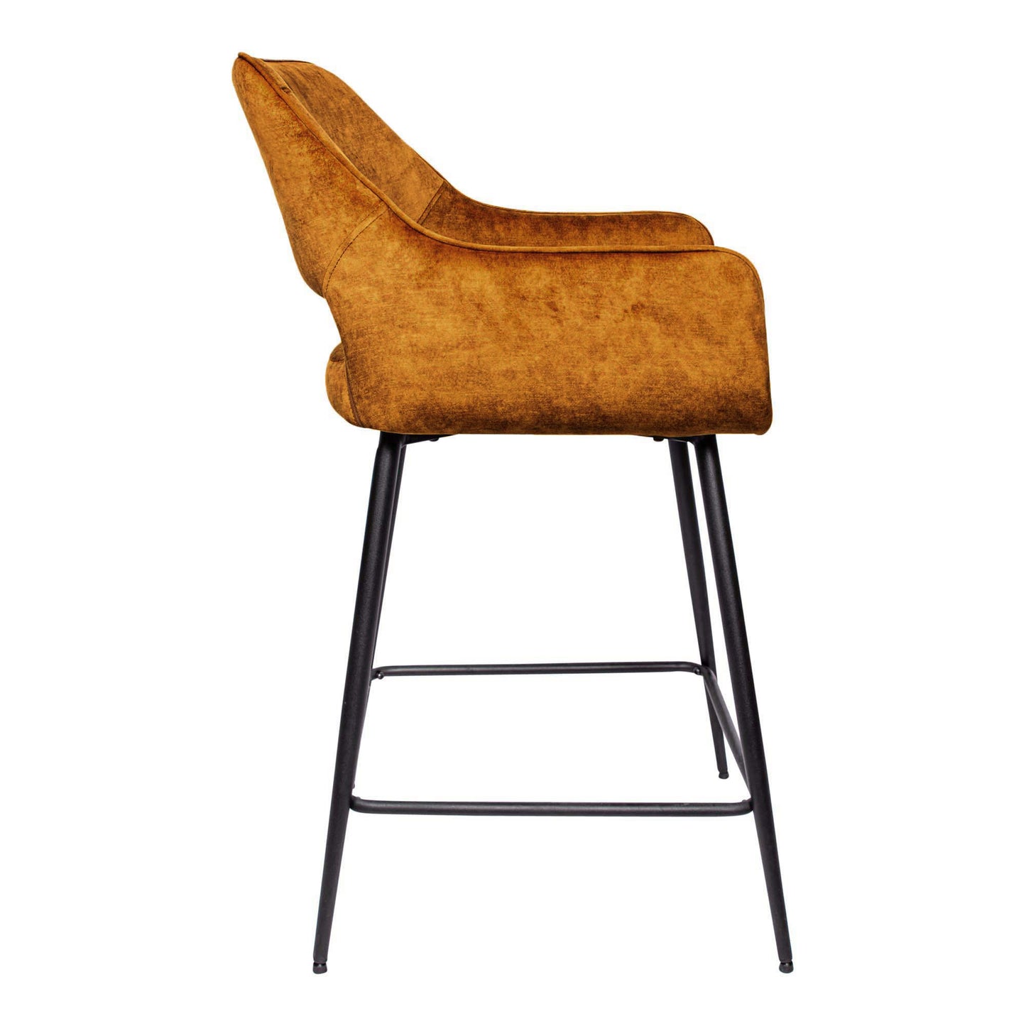 Fal LOW Velvet Rust Bar Stool Black Metal Leg (set of 2)