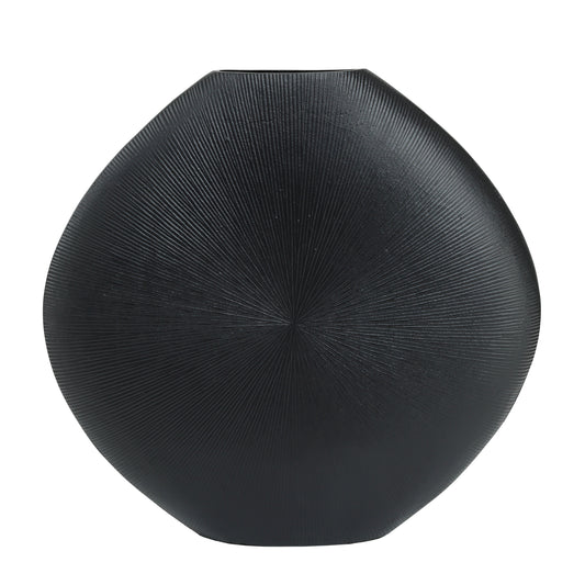 Tiro Black Aluminium Pot Oval Stripe Pattern