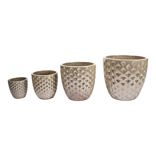 Mindy Pearl Keramische Bombay Pot Rond - Set van 4