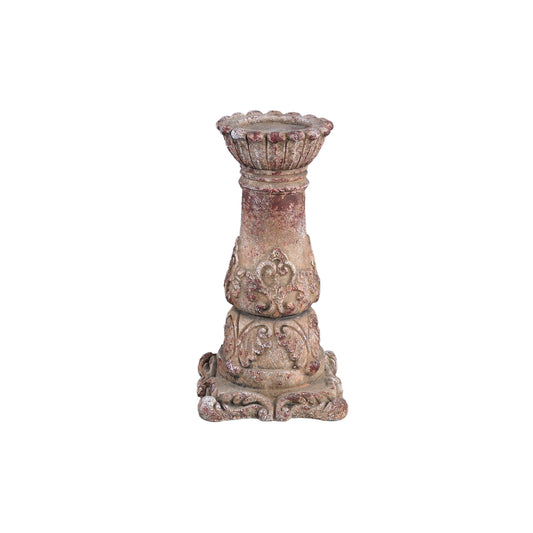 Burnt Red Cream Cement Candle Holder Square Base