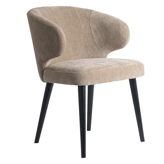 Fiori Cream 6051 Dining Chair Black Wood Legs