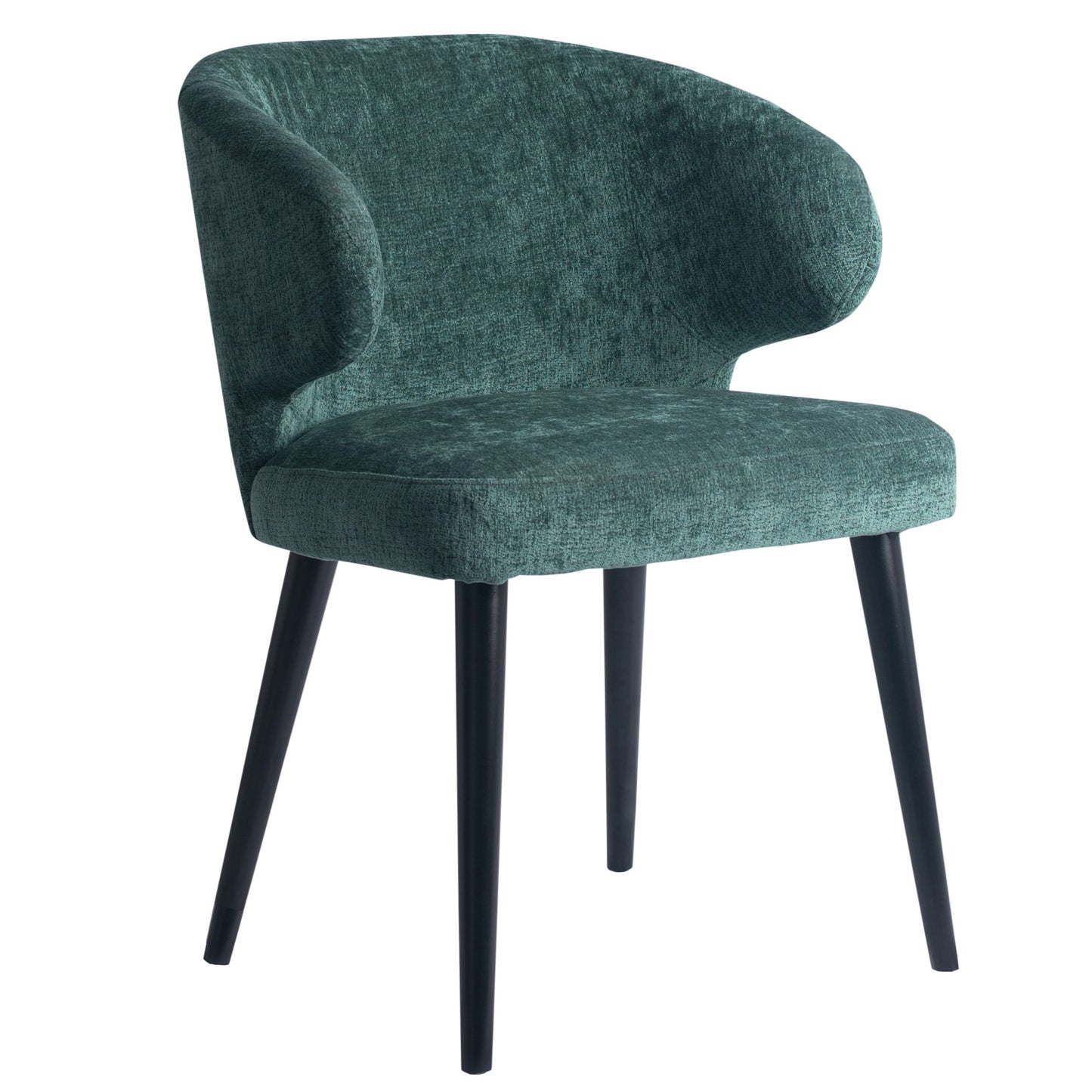 Fiori Petrol 502 Dining Chair Black Wood Legs