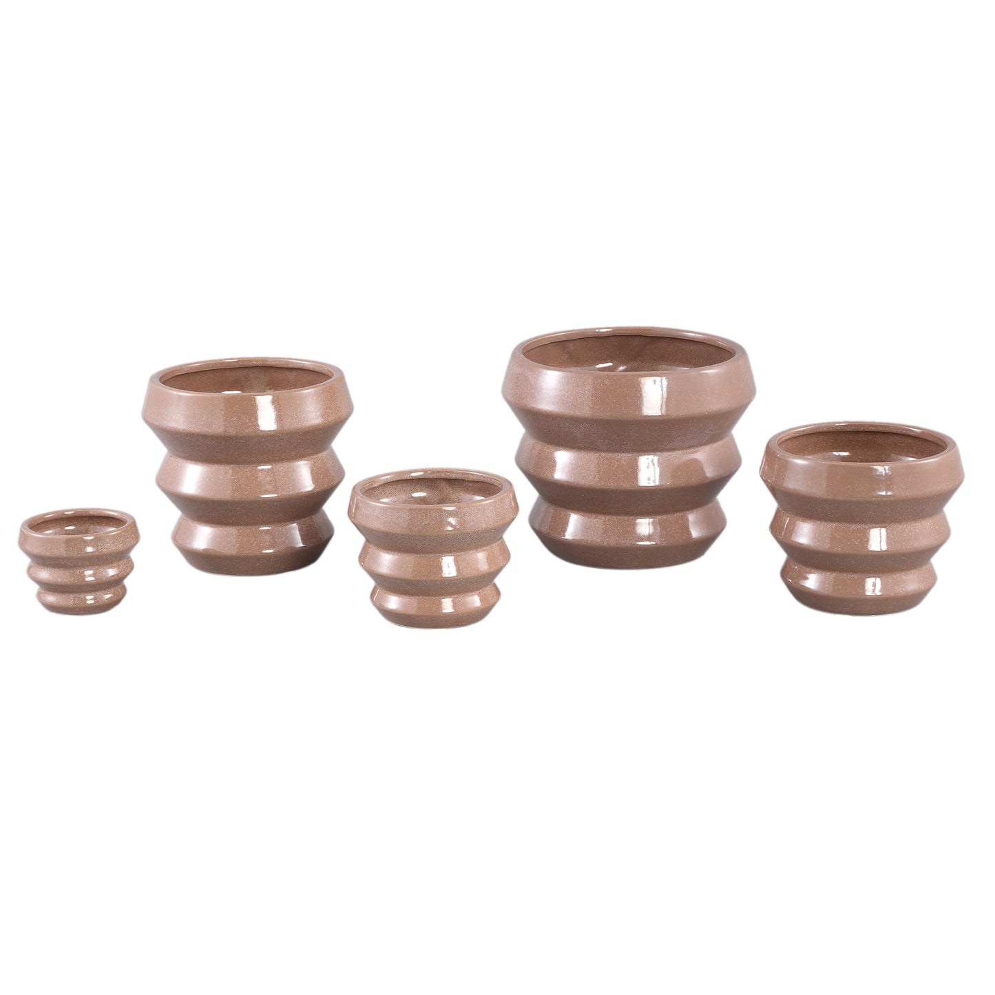 Tims Brown Glazed Ceramic Pot Ribbed Round XL