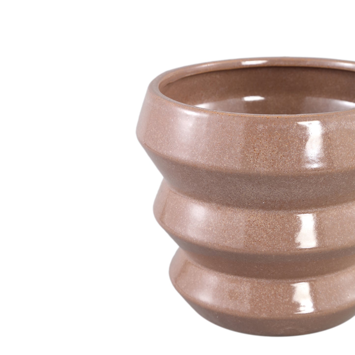 Tims Brown Glazed Ceramic Pot Ribbed Round XL