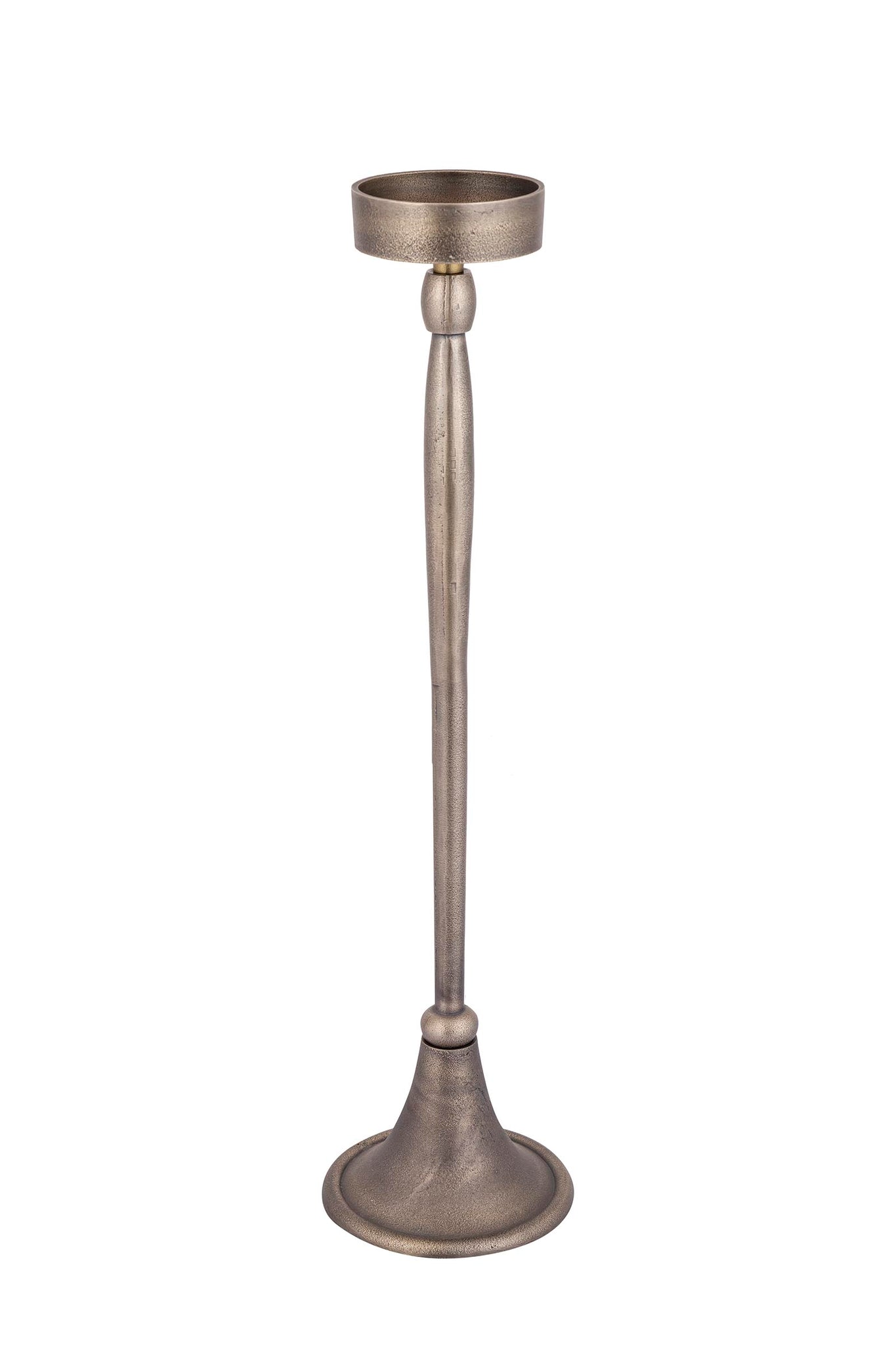 Zival Brass Casted Alu Candleholder Round High
