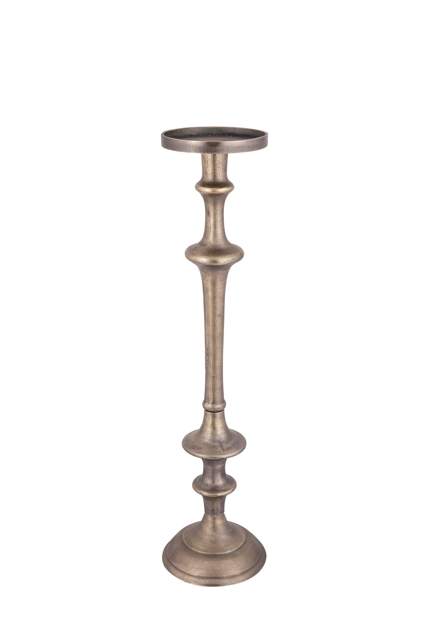 Yourney Brass Casted Alu Candleholder Round High