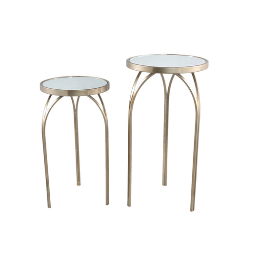 Rikka Gouden IJzeren Elfje Sidetable Spiegeltop Rond S 66x35x35 cm