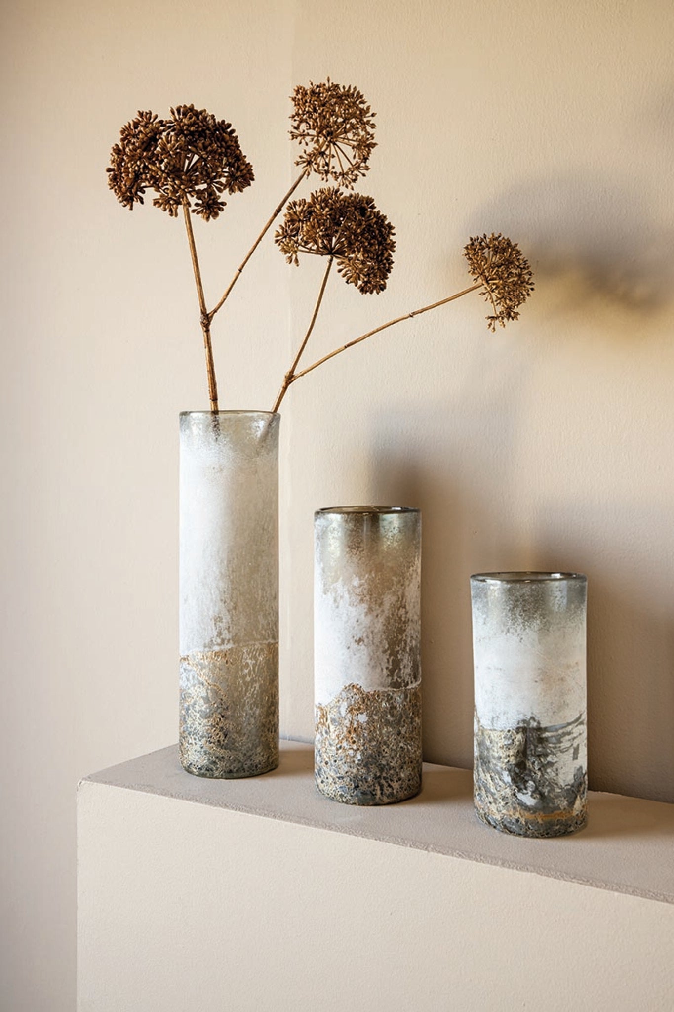 Loek Grey Glass Cilinder Vase Straight S