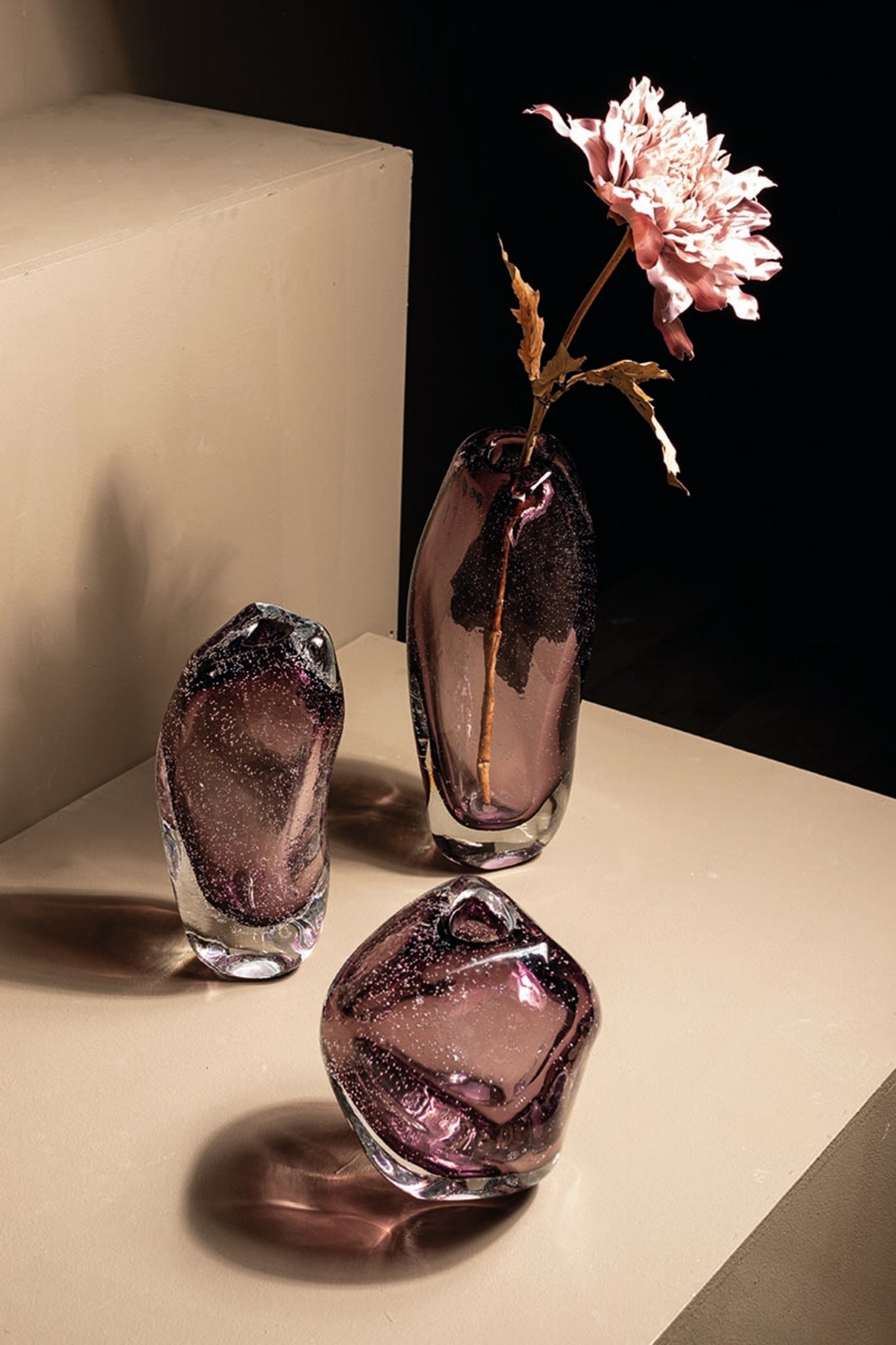 Bryce Purple Thick Angular Glass Vase Long