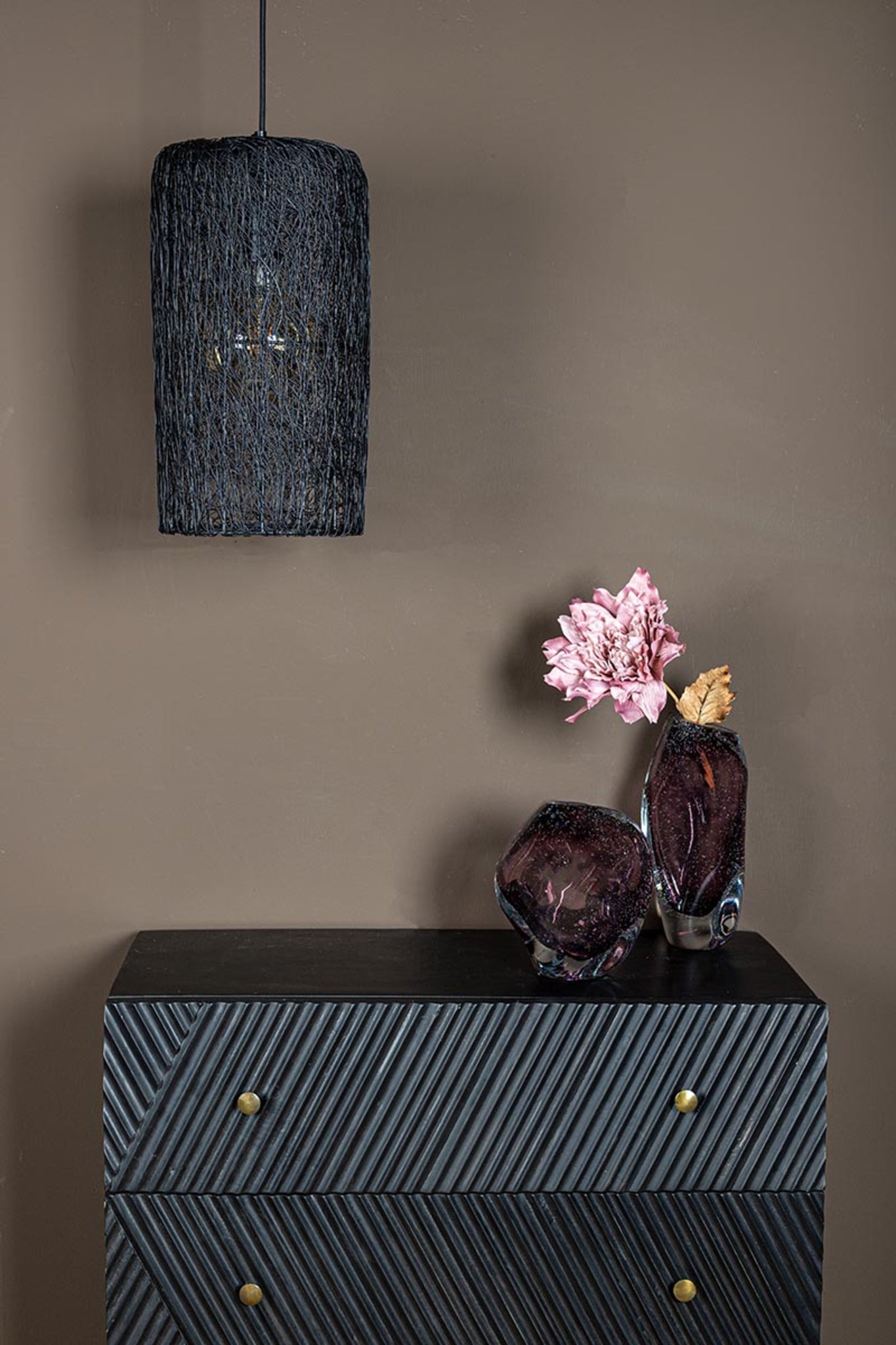 Bryce Purple Thick Angular Glass Vase Wide Low