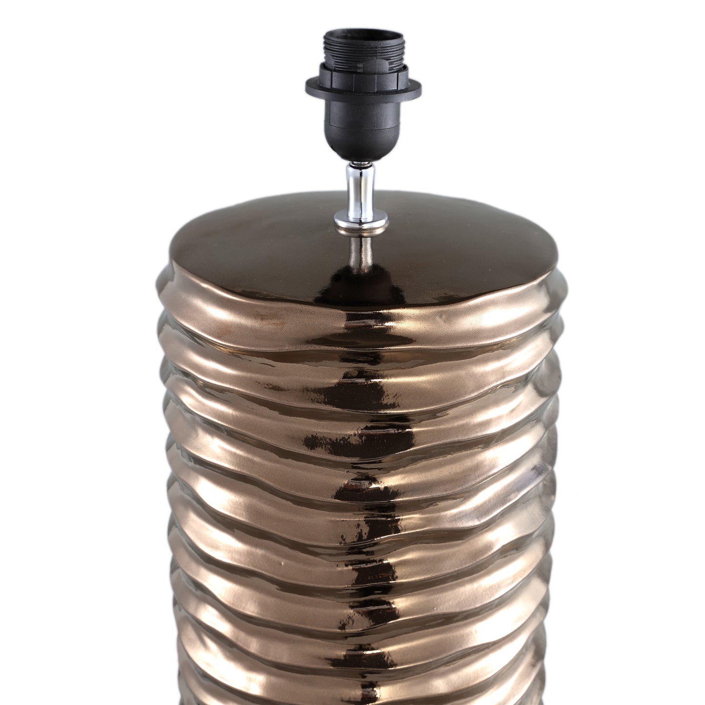 Rikkah Copper Shiny Glazed Ceramic Lampbase Ribbed