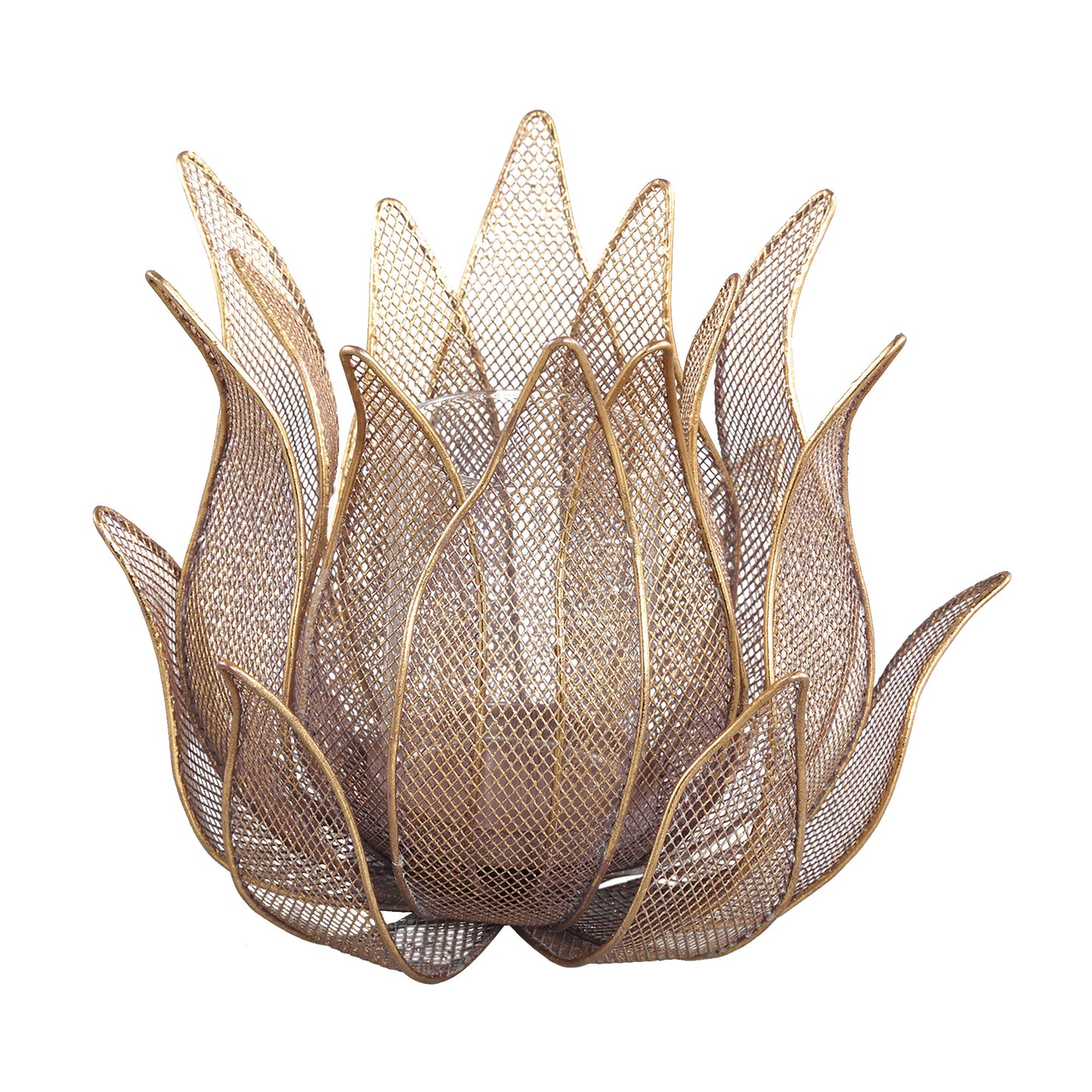 Milia Gold Iron Candleholder Flower Shape Round