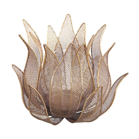 Milia Gold Iron Candleholder Flower Shape Round