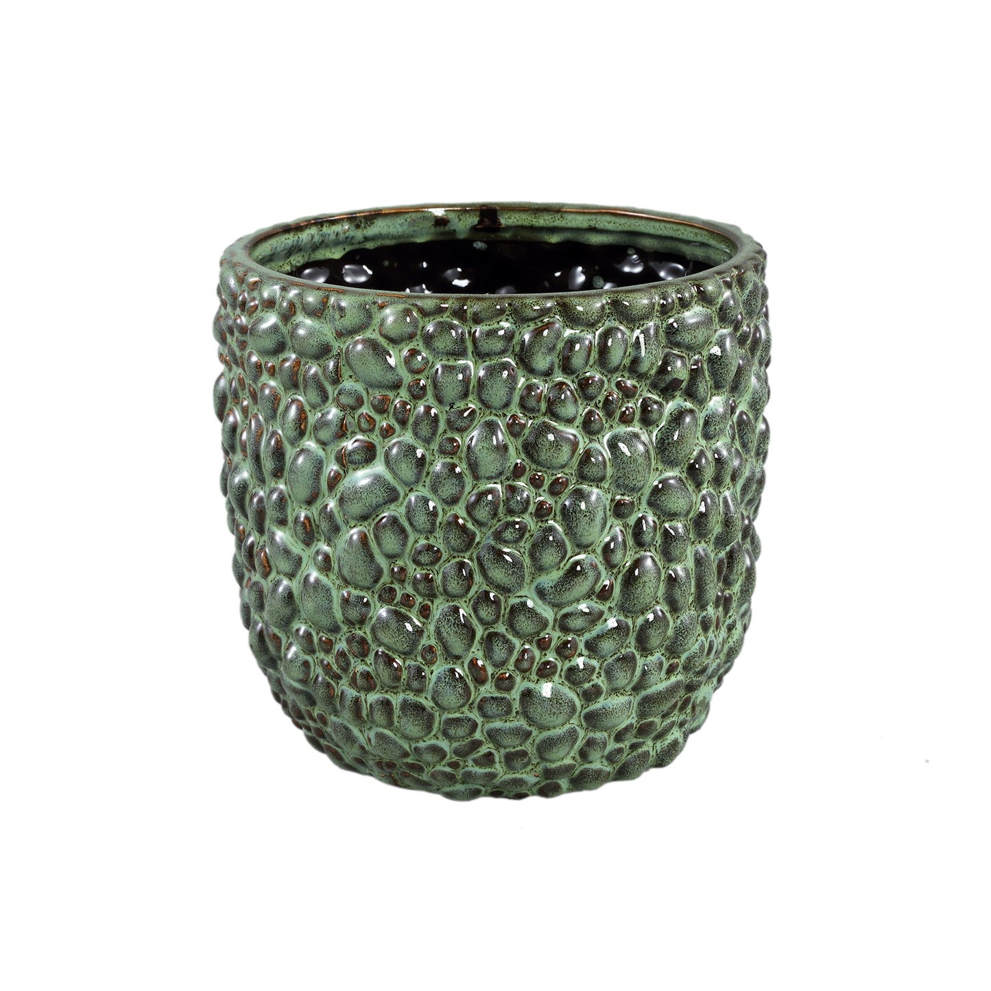 Danillo Green Glazed Ceramic Pot Drops Round XL