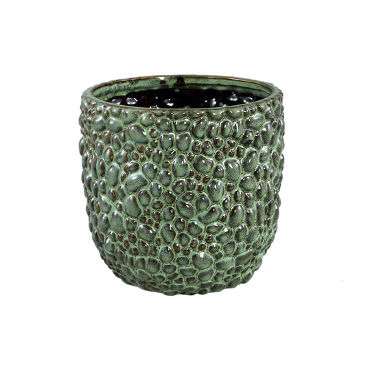 Danillo Green Glazed Ceramic Pot Drops Round XL