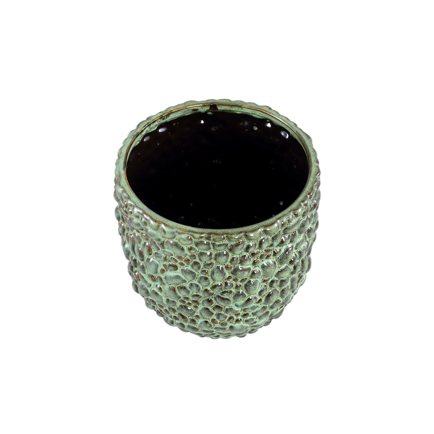 Danillo Green Glazed Ceramic Pot Drops Round XL