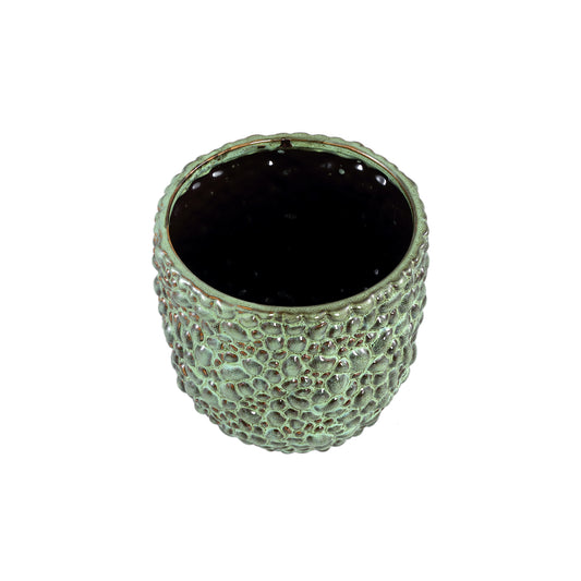 Danillo Green Glazed Ceramic Pot Drops Round XL