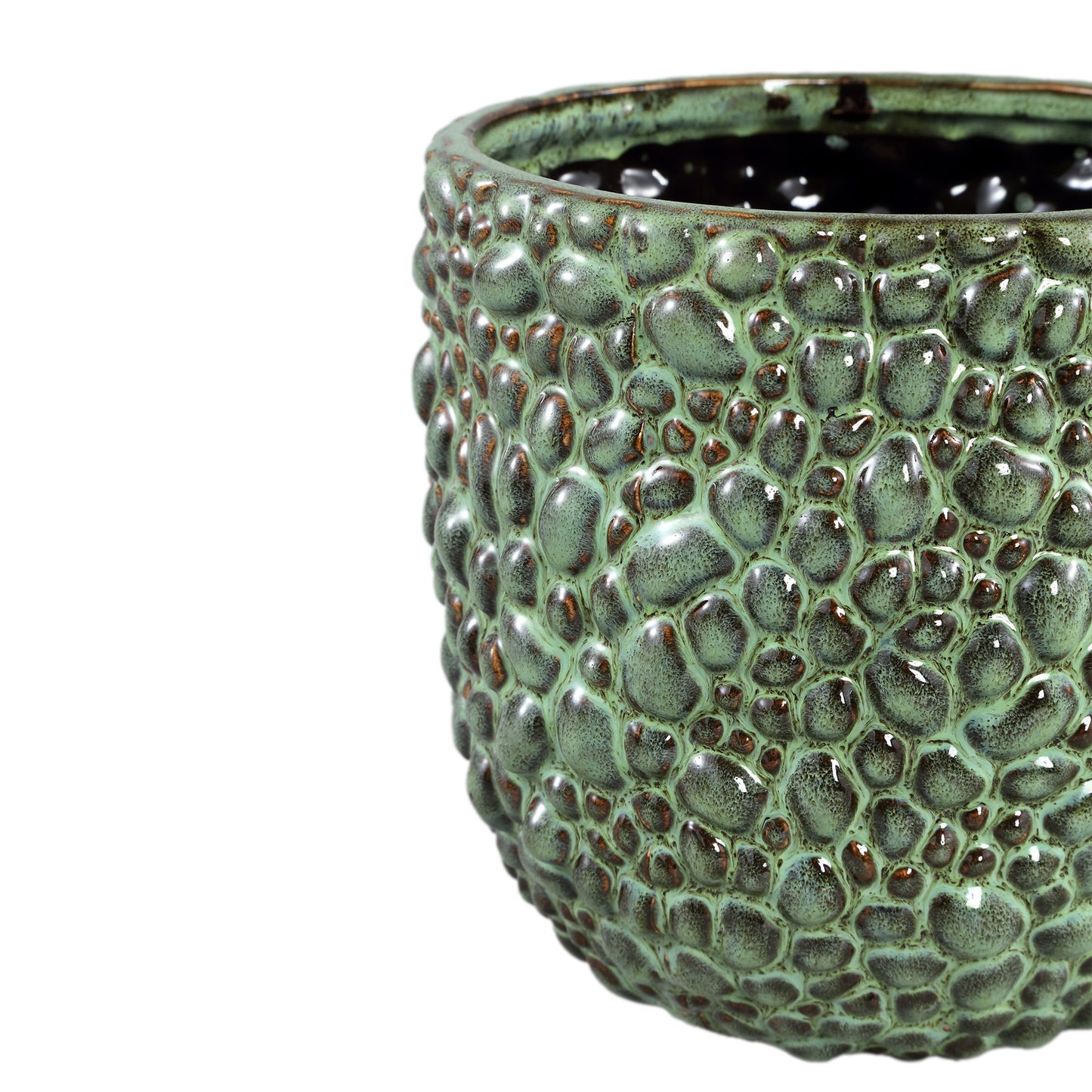 Danillo Green Glazed Ceramic Pot Drops Round XL
