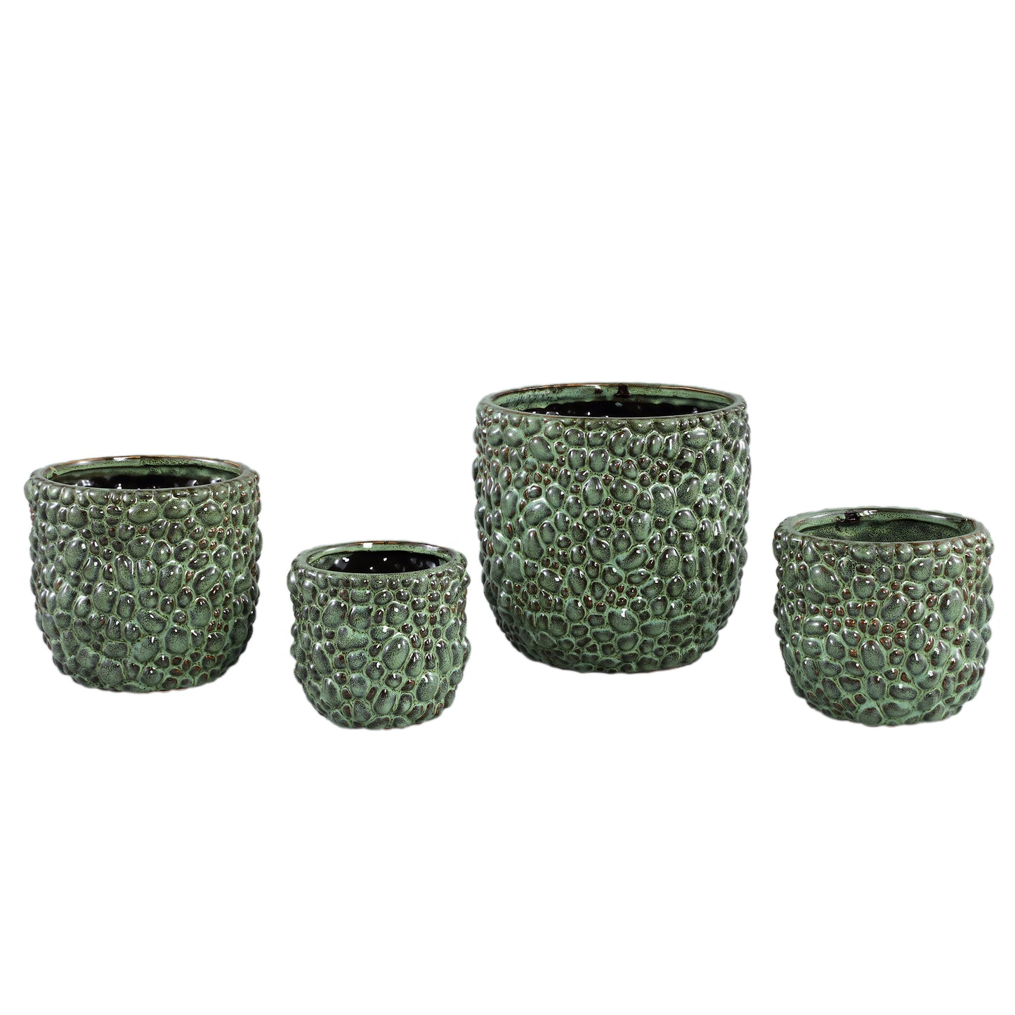 Danillo Green Glazed Ceramic Pot Drops Round XL
