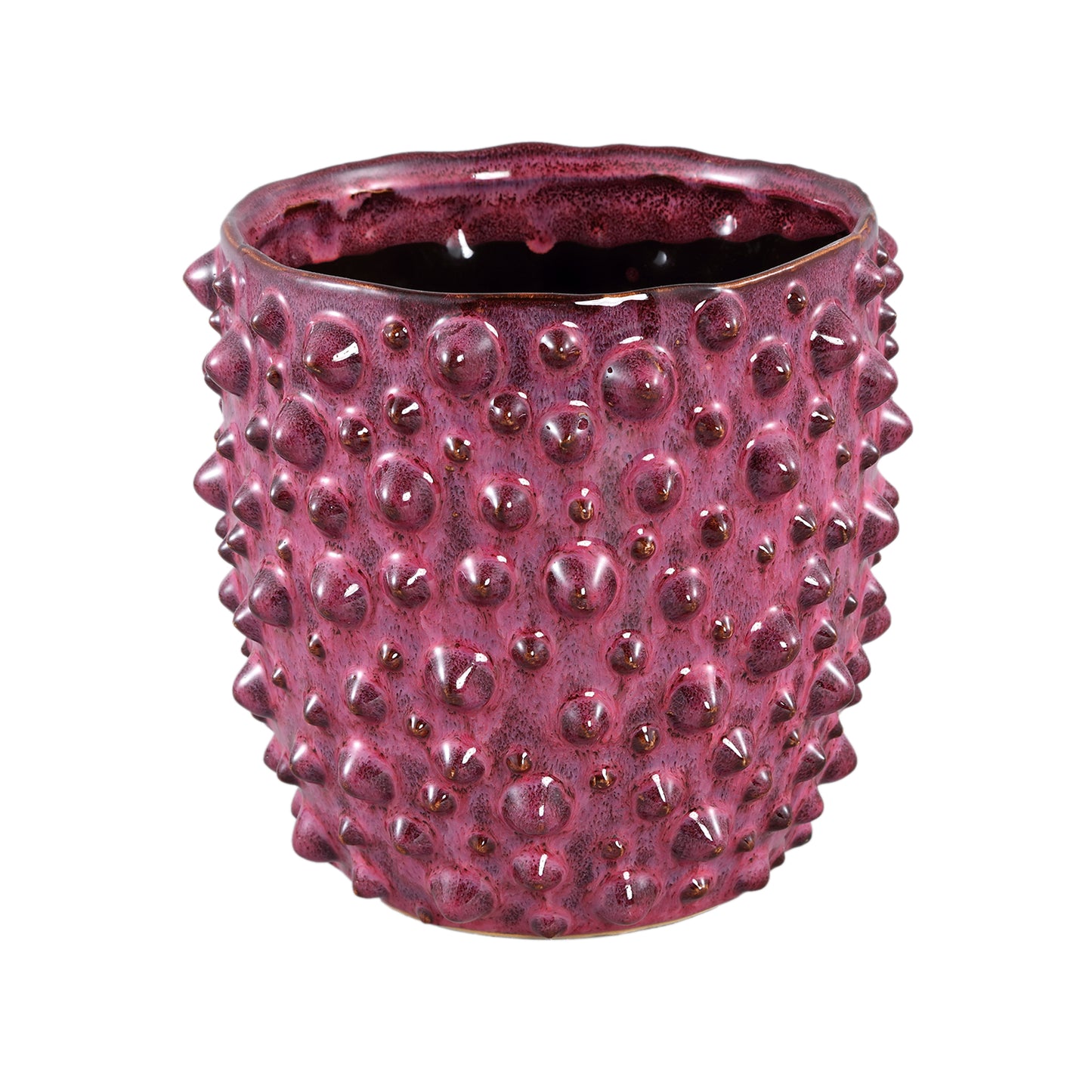 Marel Red Glazed Ceramic Pot Rough Dots Round XL