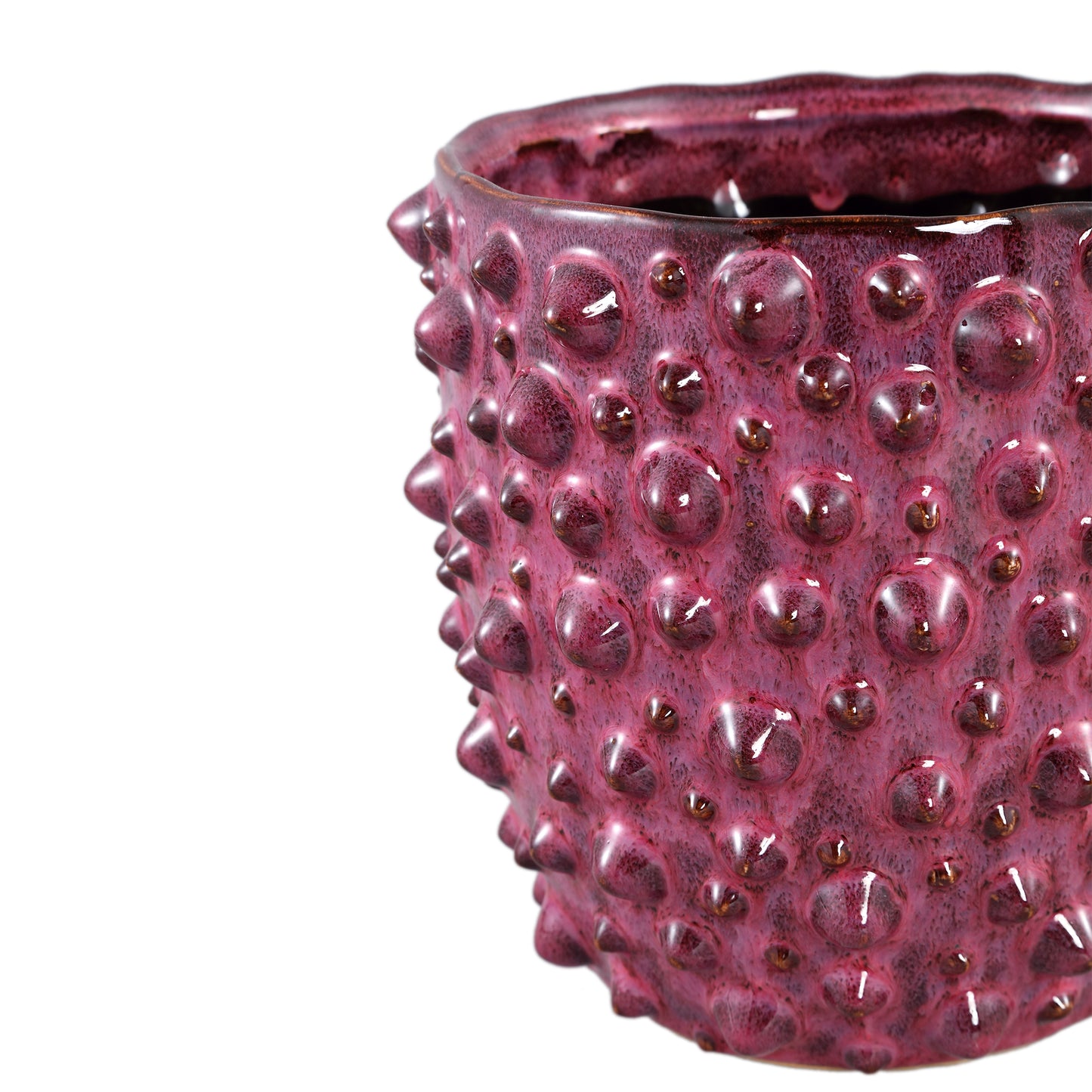 Marel Red Glazed Ceramic Pot Rough Dots Round XL