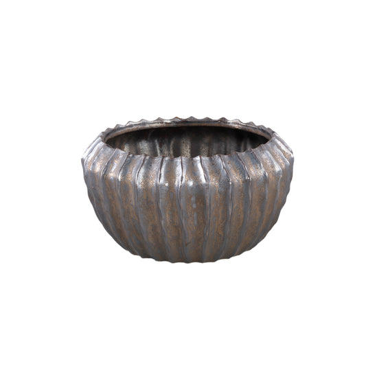 Bodi Bronze Ceramic Pot Round Ribbed S