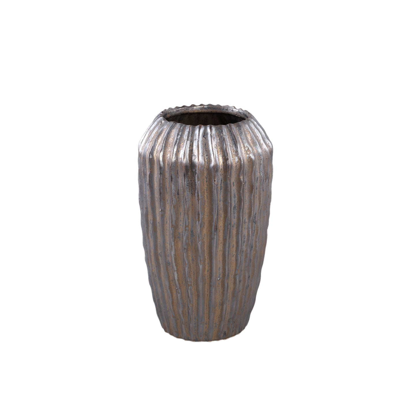 Bodi Bronze Ceramic Pot Round High Ribbed S