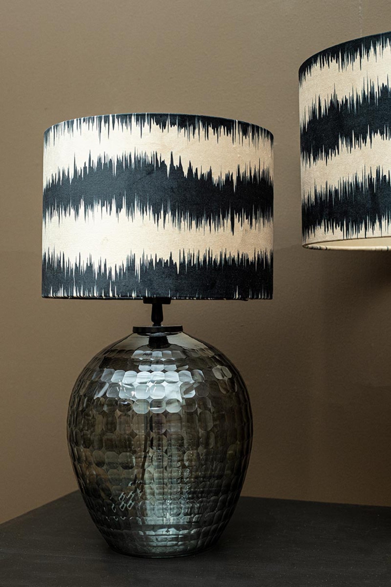 Mexim Grey Smoked Glass Lampbase Round