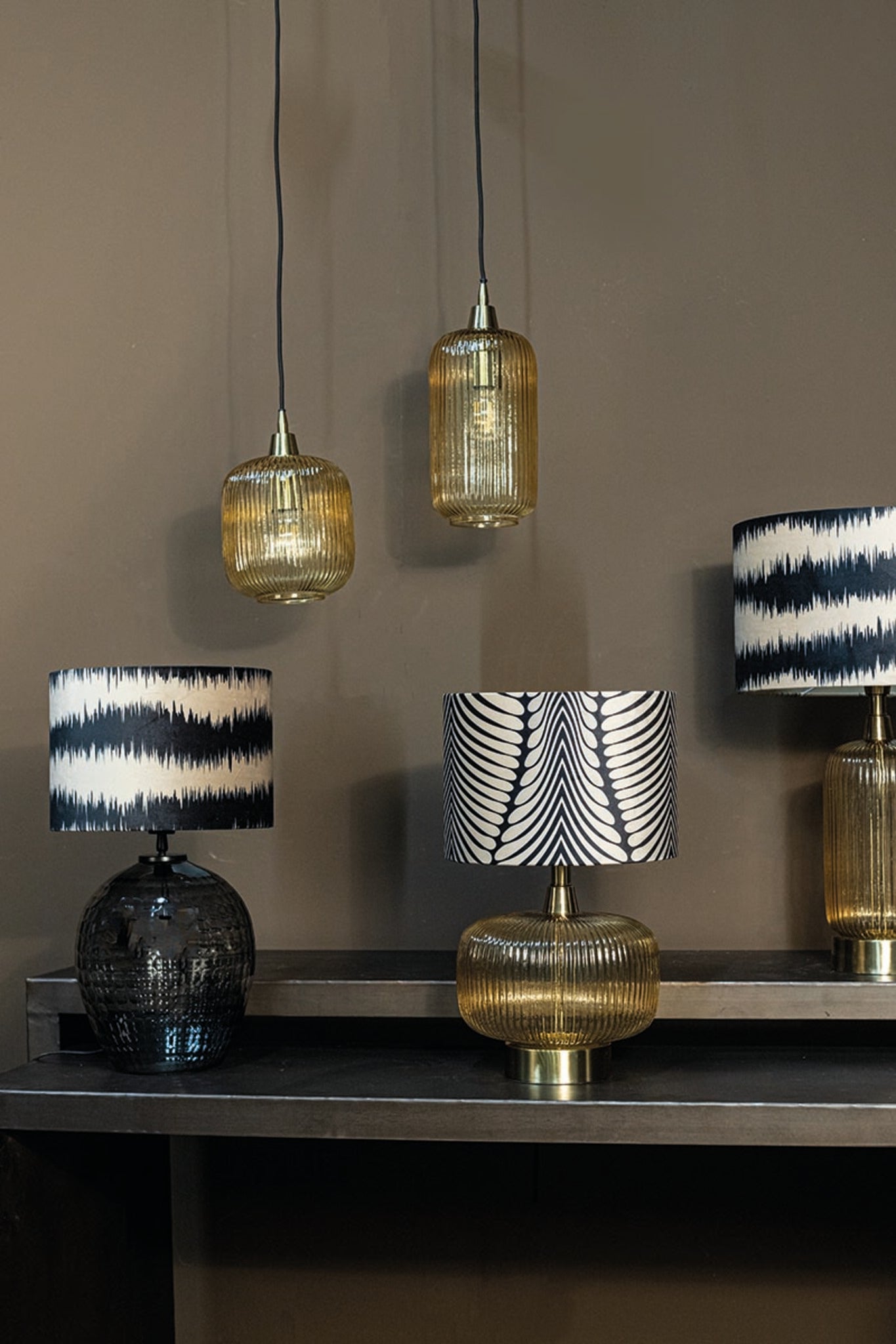 Mexim Grey Smoked Glass Lampbase Round