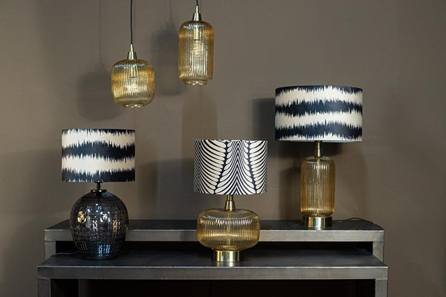 Mexim Grey Smoked Glass Lampbase Round